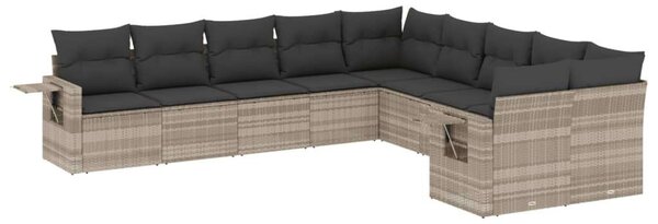 VidaXL Polyrattan Kerti Ülőgarnitúra - 10 részes, Világosszürke