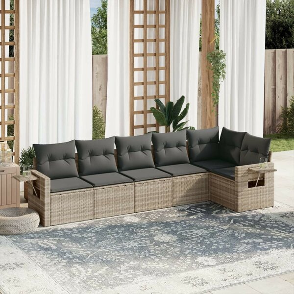 VidaXL Polyrattan Kerti Ülőgarnitúra - 6 részes, Világosszürke