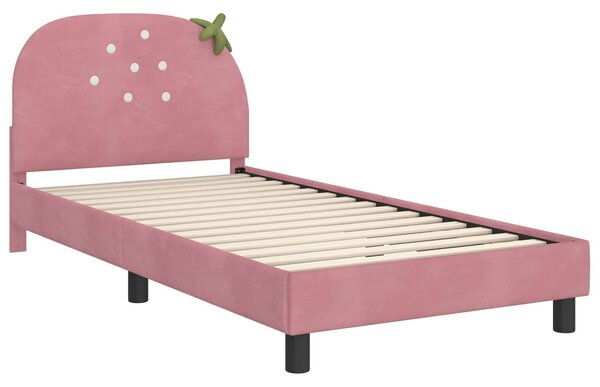 VidaXL Gyerekágy kerettel fejtámlával Rózsaszín 80 x 200 cm Bársony