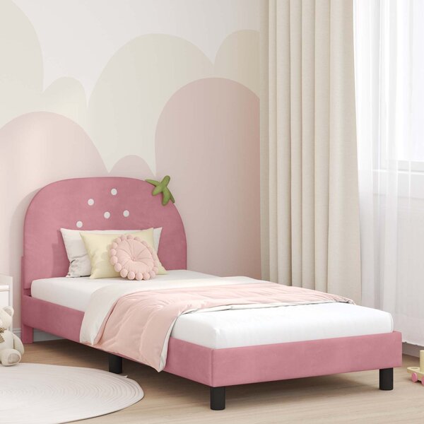 VidaXL Gyerekágy kerettel fejtámlával Rózsaszín 80 x 200 cm Bársony
