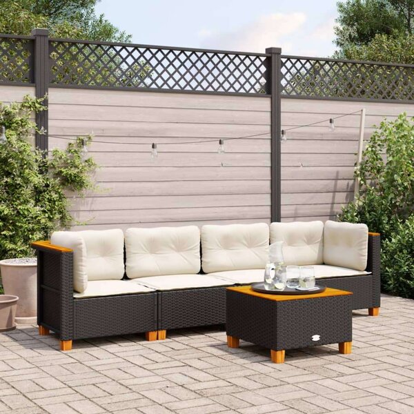 5 részes Polyrattan Kerti Kanapé - Fekete