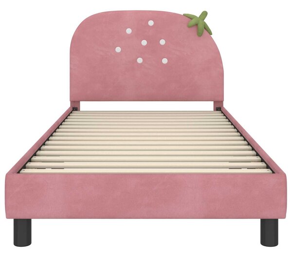VidaXL Gyerekágy kerettel fejtámlával Rózsaszín 80 x 200 cm Bársony