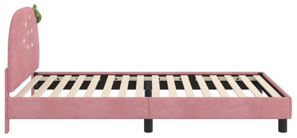 VidaXL Gyerekágy kerettel fejtámlával Rózsaszín 80 x 200 cm Bársony