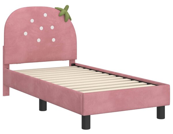 VidaXL Gyerekágy keret fejtámlával Rózsaszín 70 x 140 cm Bársony