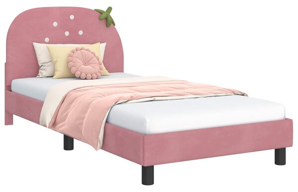 VidaXL Gyerekágy kerettel fejtámlával Rózsaszín 80 x 200 cm Bársony
