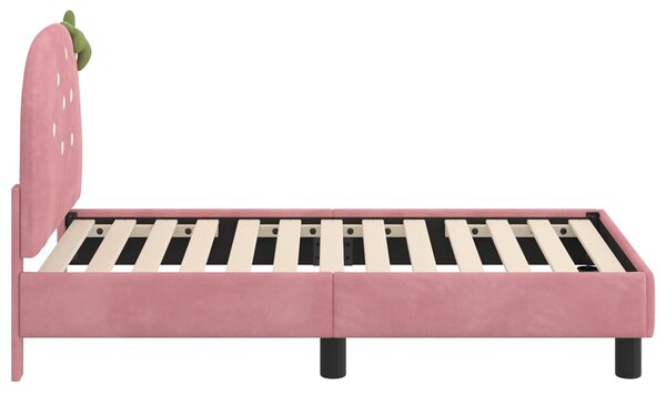VidaXL Gyerekágy keret fejtámlával Rózsaszín 70 x 140 cm Bársony