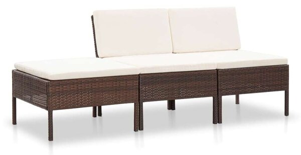 VidaXL Polyrattan Kerti Ülőgarnitúra - 3 részes