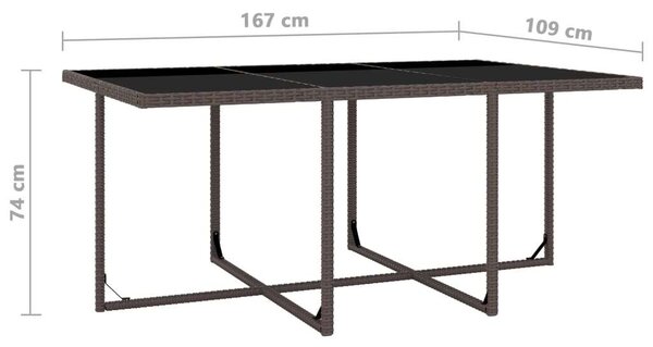 Polyrattan Étkezőgarnitúra - 11 részes - Barna