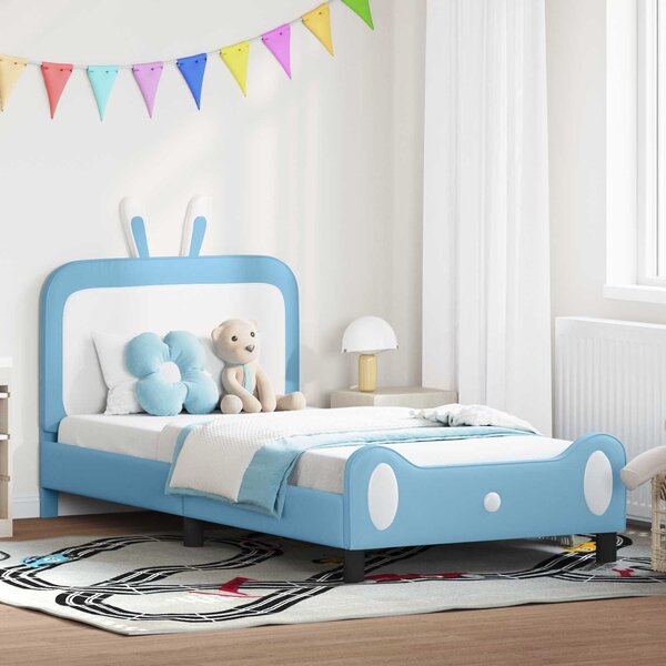 VidaXL Gyerekágy kerettel Kék 90 x 200 cm PU