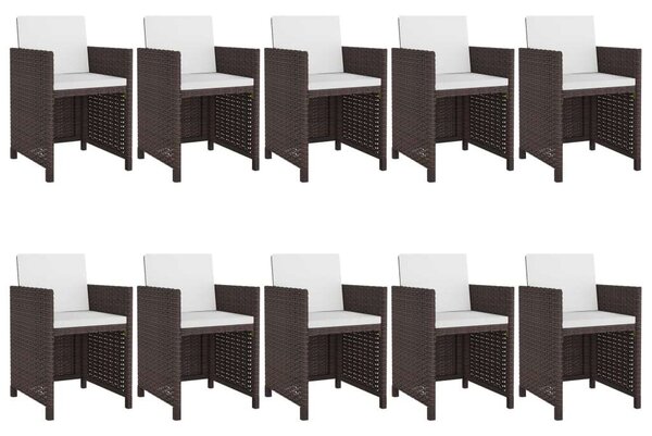 Polyrattan Étkezőgarnitúra - 11 részes - Barna