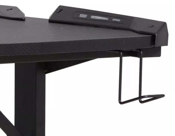 B-216 LED Gamer Íróasztal Fekete MDF Fém Vázzal