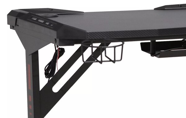 B-216 LED Gamer Íróasztal Fekete MDF Fém Vázzal
