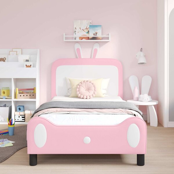 VidaXL Gyerekágy kerettel Rózsaszín 90 x 190 cm PU