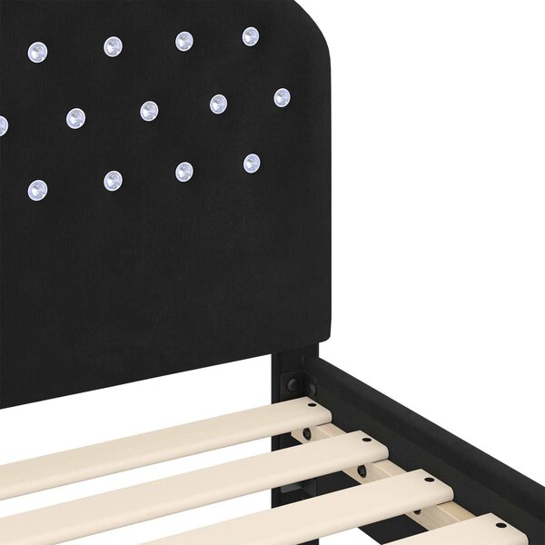 VidaXL Gyerekágy kerettel fejtámlával Fekete 80 x 200 cm Bársony