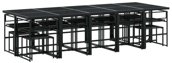 VidaXL Kerti Étkezőgarnitúra - 15 részes - Fekete