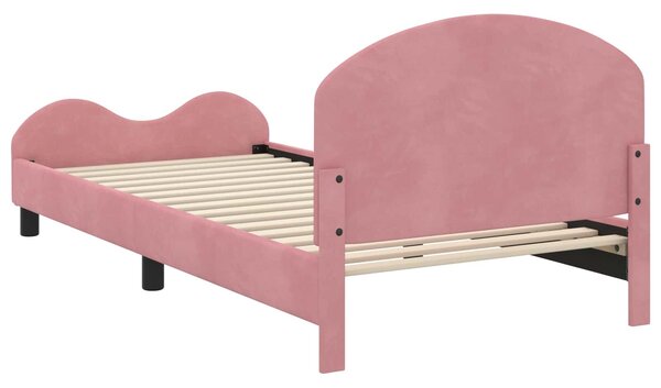 VidaXL Gyerekágy kerettel fejtámlával Rózsaszín 90 x 200 cm Bársony