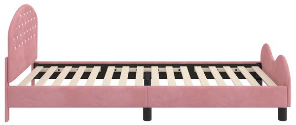 VidaXL Gyerekágy kerettel fejtámlával Rózsaszín 90 x 200 cm Bársony