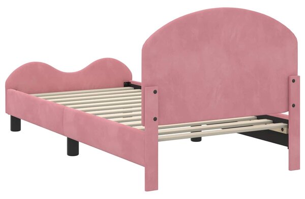 VidaXL Gyerekágy kerettel fejtámlával Rózsaszín 80 x 160 cm Bársony