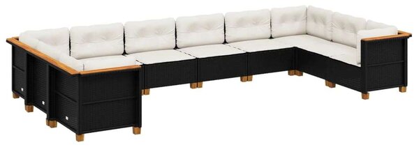 VidaXL Polyrattan Kerti Ülőgarnitúra - 10 részes - Fekete