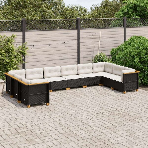 VidaXL Polyrattan Kerti Ülőgarnitúra - 10 részes - Fekete