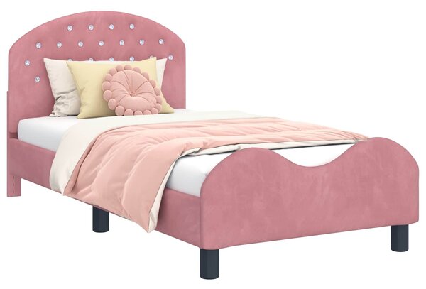 VidaXL Gyerekágy kerettel fejtámlával Rózsaszín 80 x 160 cm Bársony