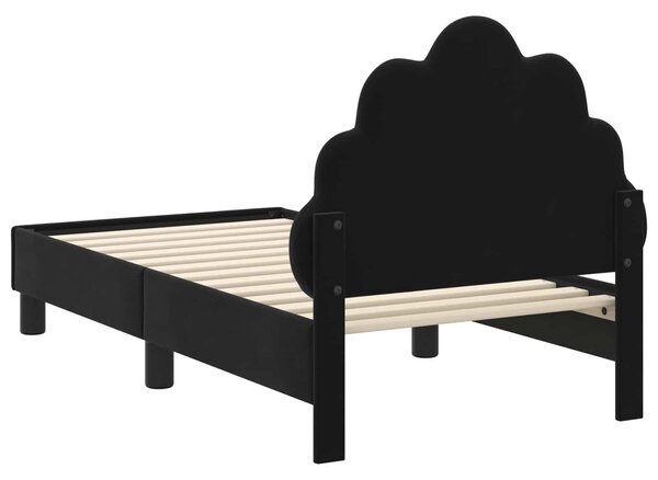 VidaXL Gyerekágy keret fejtámlával Fekete 70 x 140 cm Bársony