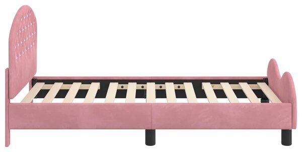 VidaXL Gyerekágy kerettel fejtámlával Rózsaszín 80 x 160 cm Bársony