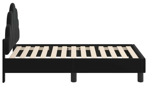 VidaXL Gyerekágy keret fejtámlával Fekete 70 x 140 cm Bársony