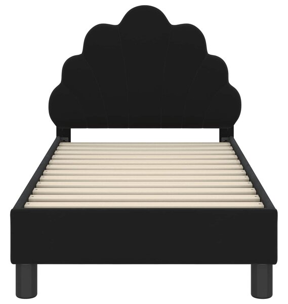 VidaXL Gyerekágy keret fejtámlával Fekete 70 x 140 cm Bársony