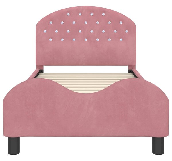 VidaXL Gyerekágy kerettel fejtámlával Rózsaszín 80 x 160 cm Bársony