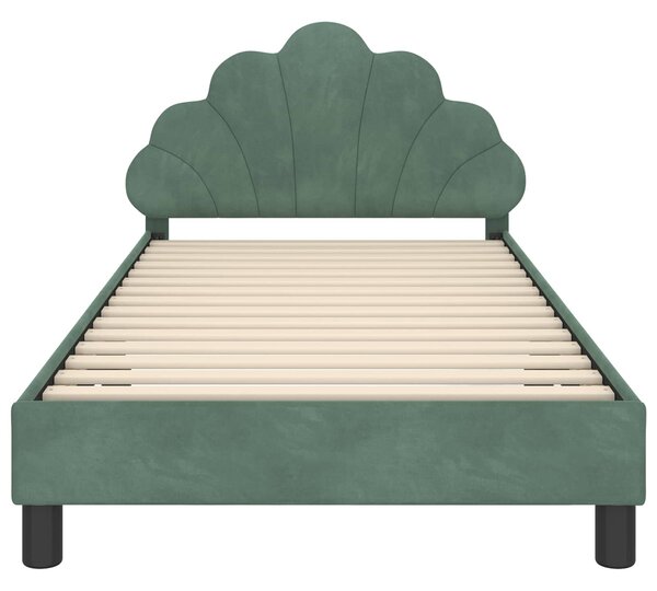 VidaXL Gyerekágy kerettel fejtámlával Tengeri Zöld 80 x 200 cm Bársony