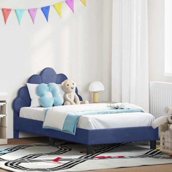 VidaXL Gyerekágy kerettel Rendőrségi kék 80 x 160 cm Bársony