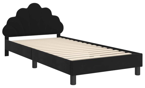 VidaXL Gyerekágy kerettel fejtámlával Fekete 90 x 190 cm Bársony