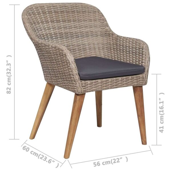 VidaXL 7 részes kültéri polyrattan étkezőgarnitúra párnákkal