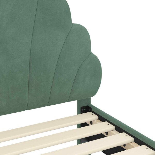 VidaXL Gyerekágy kerettel fejtámlával Tengeri Zöld 80 x 200 cm Bársony