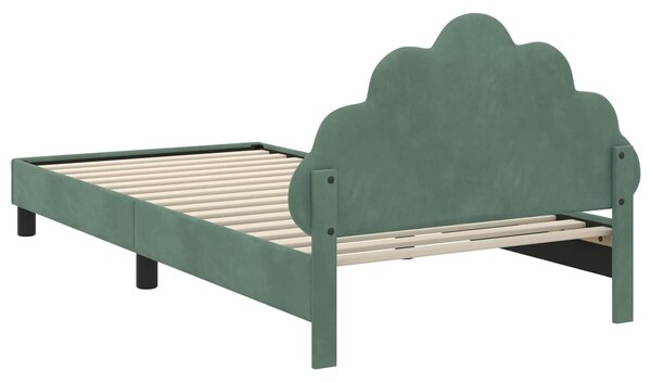 VidaXL Gyerekágy kerettel fejtámlával Tengeri Zöld 80 x 200 cm Bársony