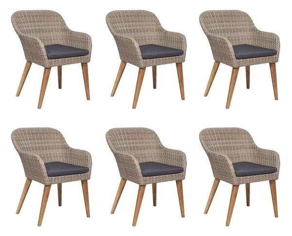 VidaXL 7 részes kültéri polyrattan étkezőgarnitúra párnákkal