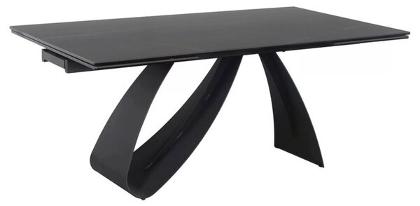 Diuna Ceramic Bővíthető Üveg-Kerámia Étkezőasztal Fekete Matt Dizájn