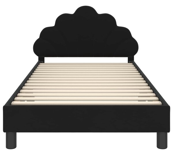 VidaXL Gyerekágy kerettel fejtámlával Fekete 90 x 190 cm Bársony