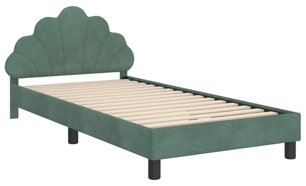 VidaXL Gyerekágy kerettel fejtámlával Tengeri Zöld 80 x 200 cm Bársony