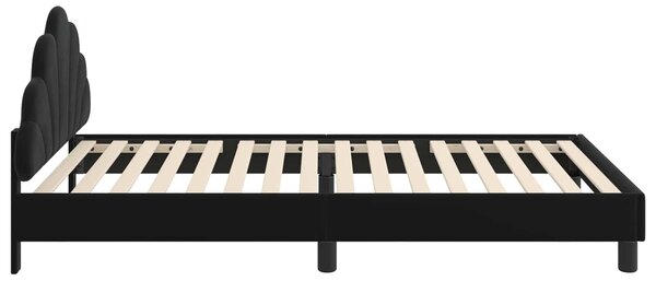VidaXL Gyerekágy kerettel fejtámlával Fekete 90 x 190 cm Bársony
