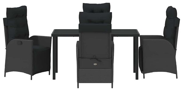 VidaXL Kert étkező szett 5 pcs Fekete Poli rattan