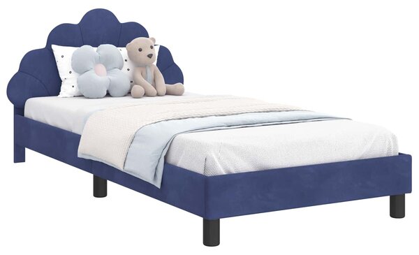 VidaXL Gyerekágy kerettel Rendőrségi kék 80 x 200 cm Bársony