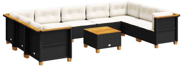 VidaXL Polyrattan Kerti Ülőgarnitúra - 10 részes - Fekete