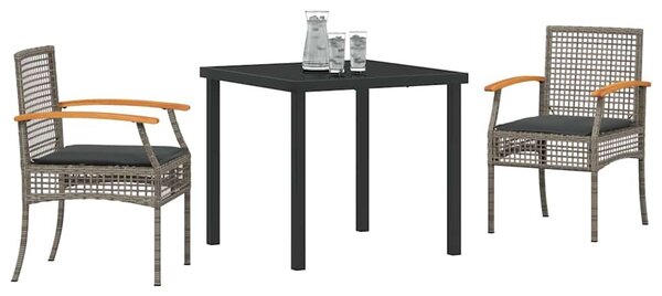 VidaXL Kert étkező szett 3 pcs Szürke polirattan