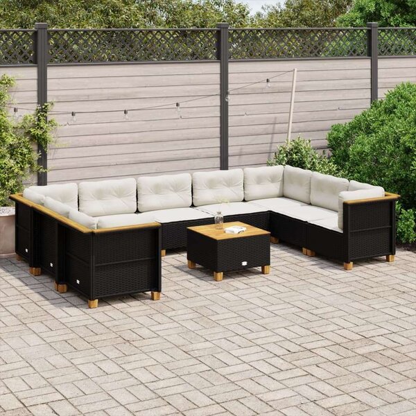 VidaXL Polyrattan Kerti Ülőgarnitúra - 10 részes - Fekete