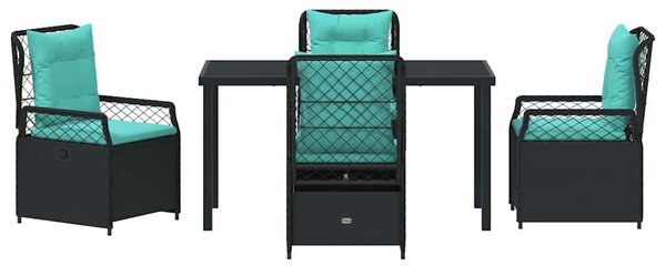 VidaXL Kert étkező szett 5 pcs Fekete polirattan