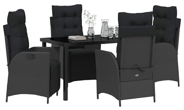 VidaXL Kert étkező szett 5 pcs Fekete Poli rattan