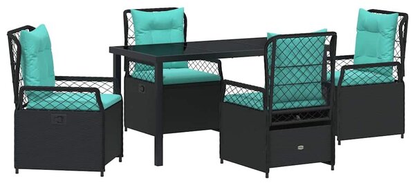 VidaXL Kert étkező szett 5 pcs Fekete polirattan
