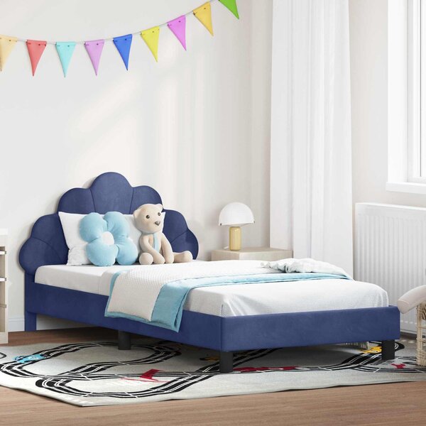 VidaXL Gyerekágy kerettel Rendőrségi kék 80 x 200 cm Bársony